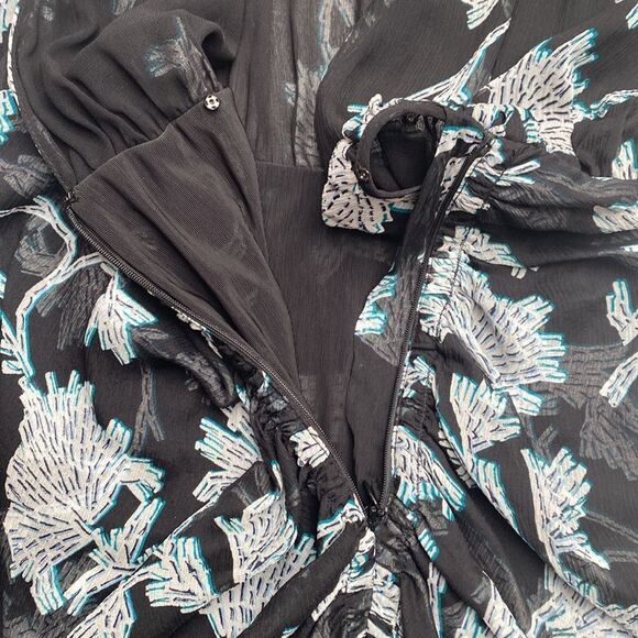 NWT Diane von Furstenberg Silk Black Floral Dress - Picture 11 of 15